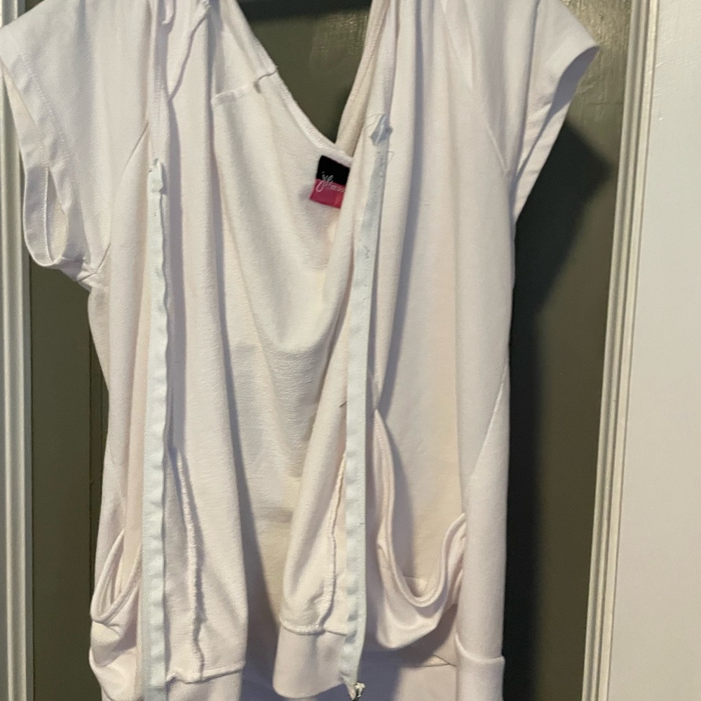Joe Boxer Cream Asymmetrical Tie Front Hoodie